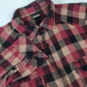 Kavu‎ Flannel Shirt Mens Large Autumn Red Button Up Plaid Long Sleeve
